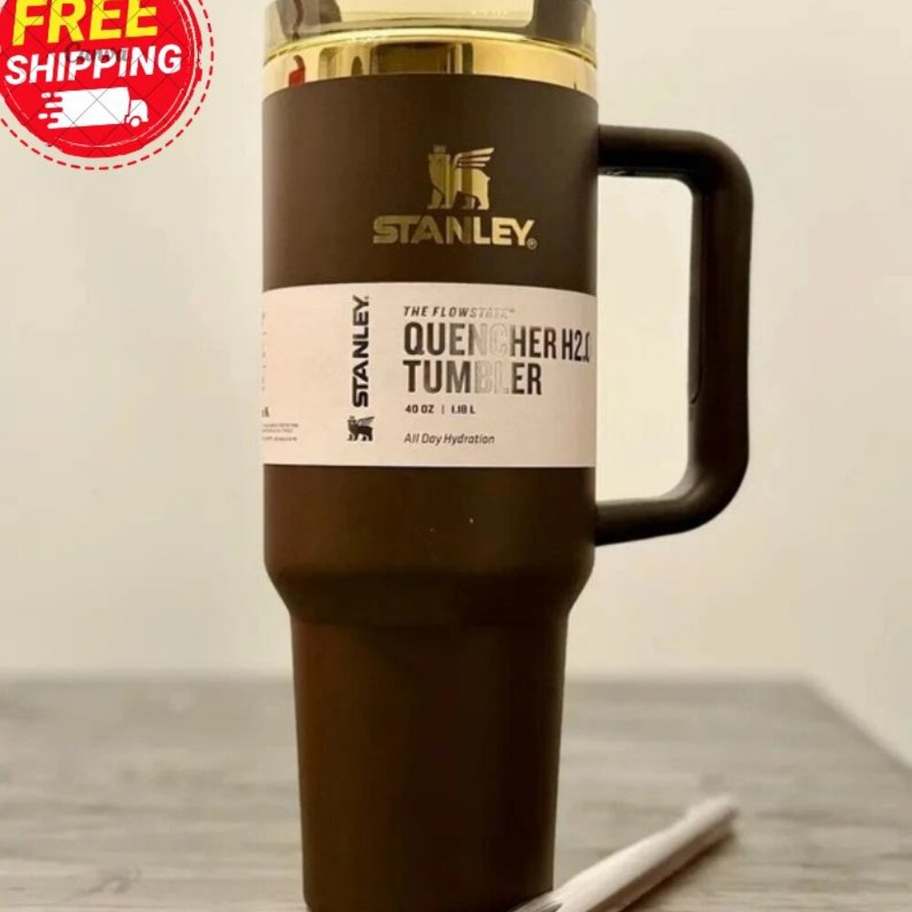 Stanley Quencher H2.0 FlowState 40 oz Tumbler in Chocolate Gold,  FREE SHIPPING